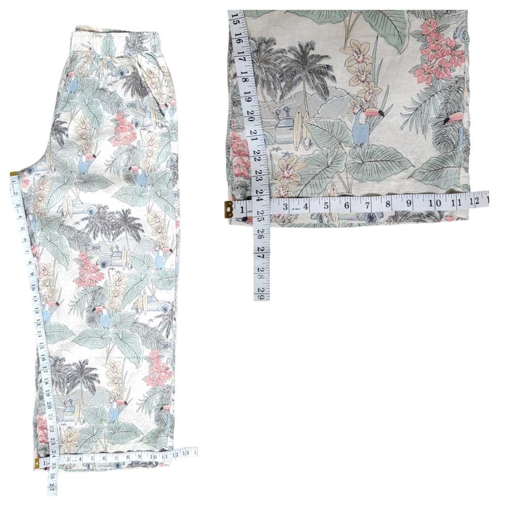 C&C California Linen Wide Leg Beachy Pants Pull On Relaxed Tropical Surf… - Picture 13 of 15